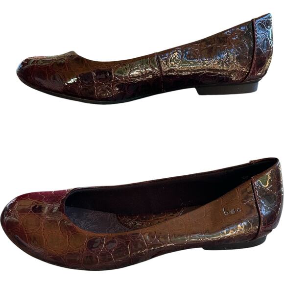 BOC Ballet Flats SZ 10 Faux Croc Embossed Slip-On Comfort Shoes Workwear - Picture 3 of 8